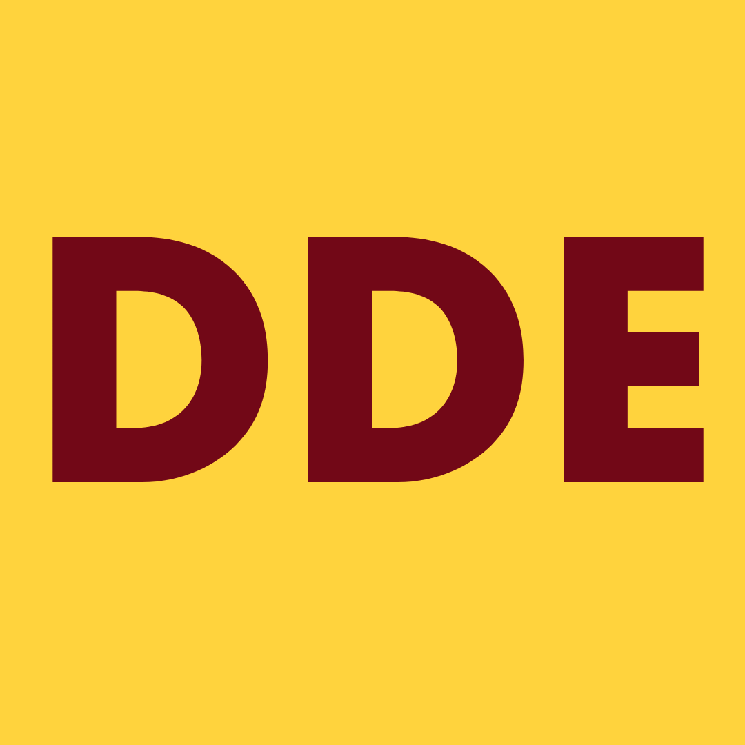 Draughon's Dynamic Enterprise logo. Just 3 letters DDE.